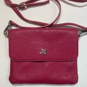 JACKY & CELINE Pink Sherbet Pebble Leather Crossbody Bag Made in Italy Coquette